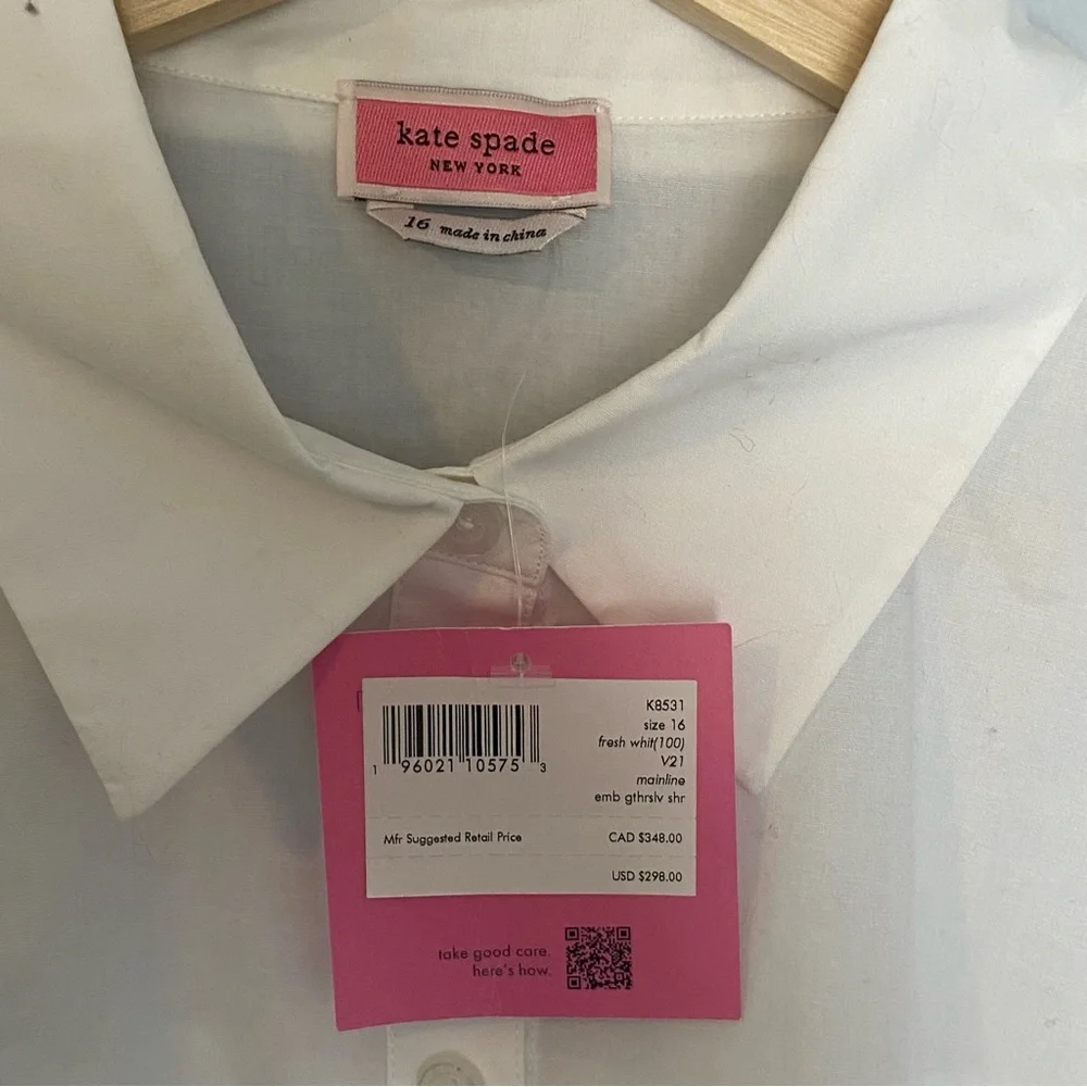 NWT Kate Spade floral embroidered button down blouse - Picture 2 of 9